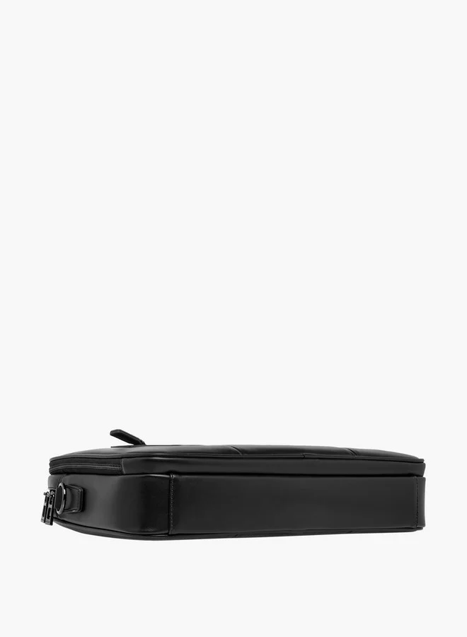 دوتشيني Solid Laptop Bag with Detachable Strap and Zip Closure