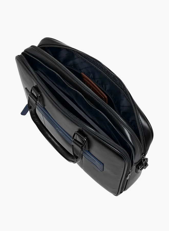 دوتشيني Solid Laptop Bag with Detachable Strap and Zip Closure