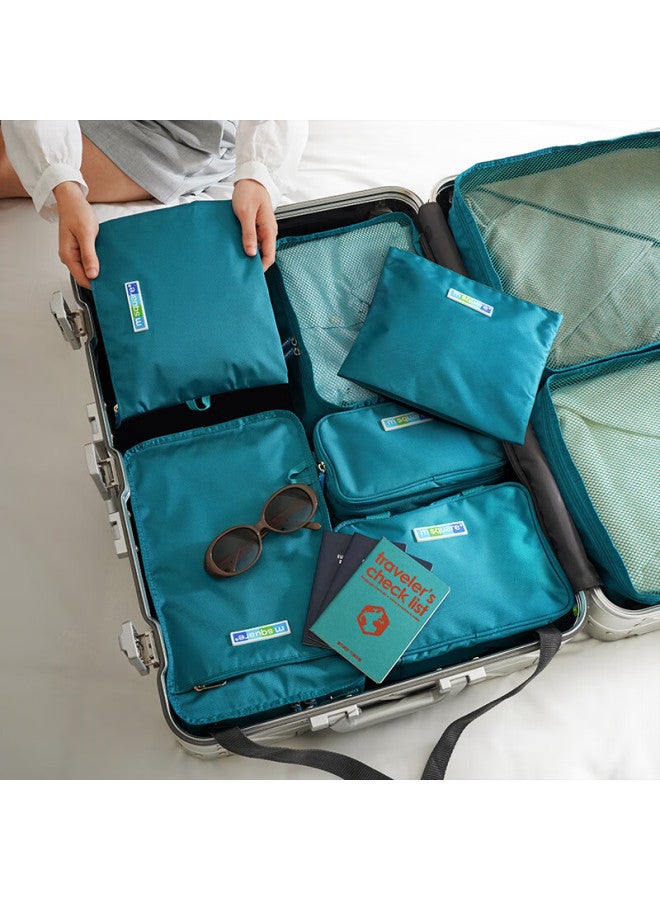 M Square Travel Aesthetic Storage Bag 8-piece Set, Toiletry Bag, Makeup Bag, Shoe Bag, Storage Bag For Business Trips, Lake Blue - Image 3