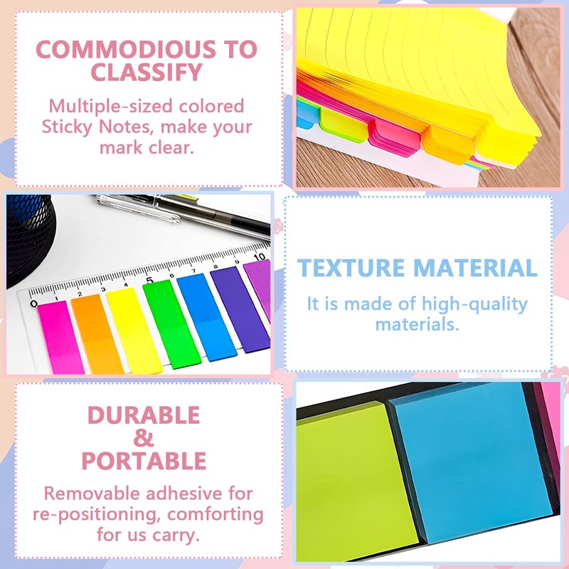 JIURUN Sticky Notes Set 710 Pack, Divider Sticky Notes Tabs, Office Supplies, Planner Sticky Note Dividers Tabs, Book Notes, Back to School Supplies (710pcs) - Image 4