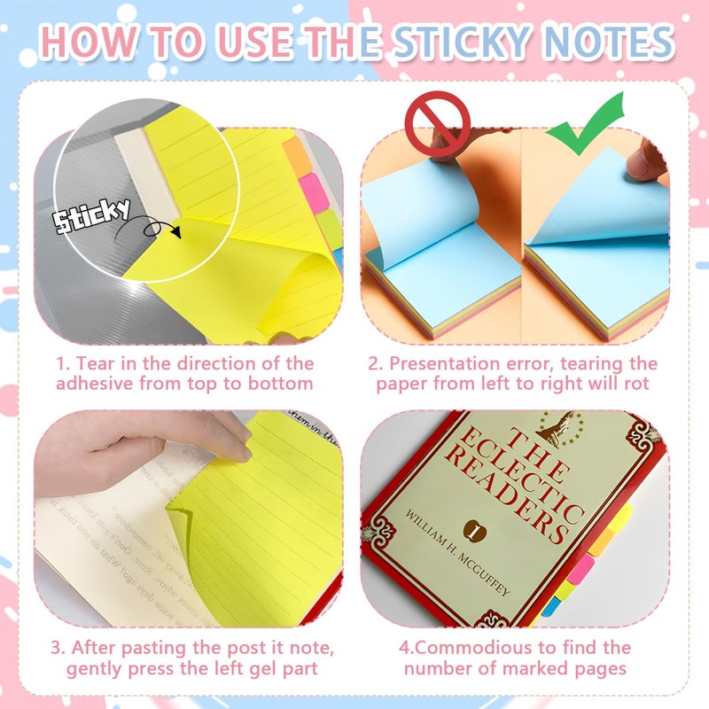JIURUN Sticky Notes Set 710 Pack, Divider Sticky Notes Tabs, Office Supplies, Planner Sticky Note Dividers Tabs, Book Notes, Back to School Supplies (710pcs) - Image 5