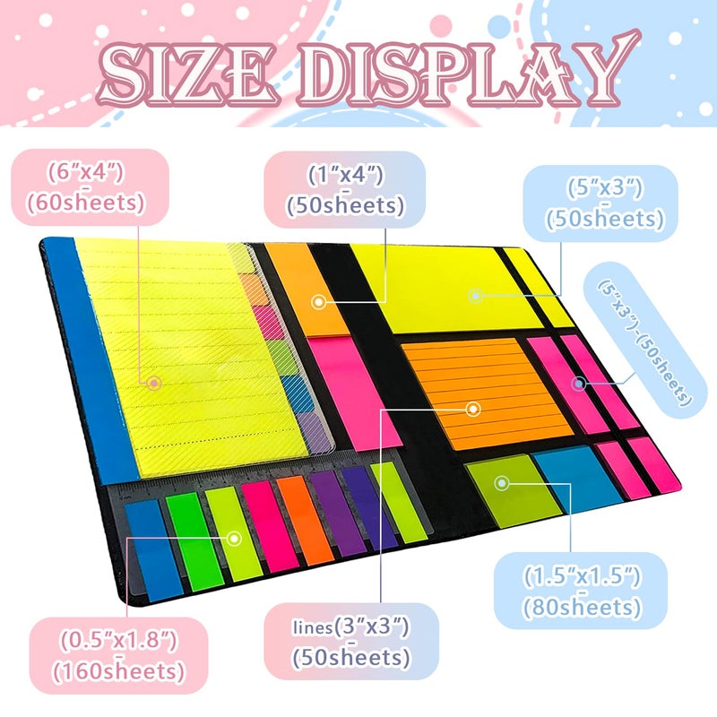 JIURUN Sticky Notes Set 710 Pack, Divider Sticky Notes Tabs, Office Supplies, Planner Sticky Note Dividers Tabs, Book Notes, Back to School Supplies (710pcs) - Image 2