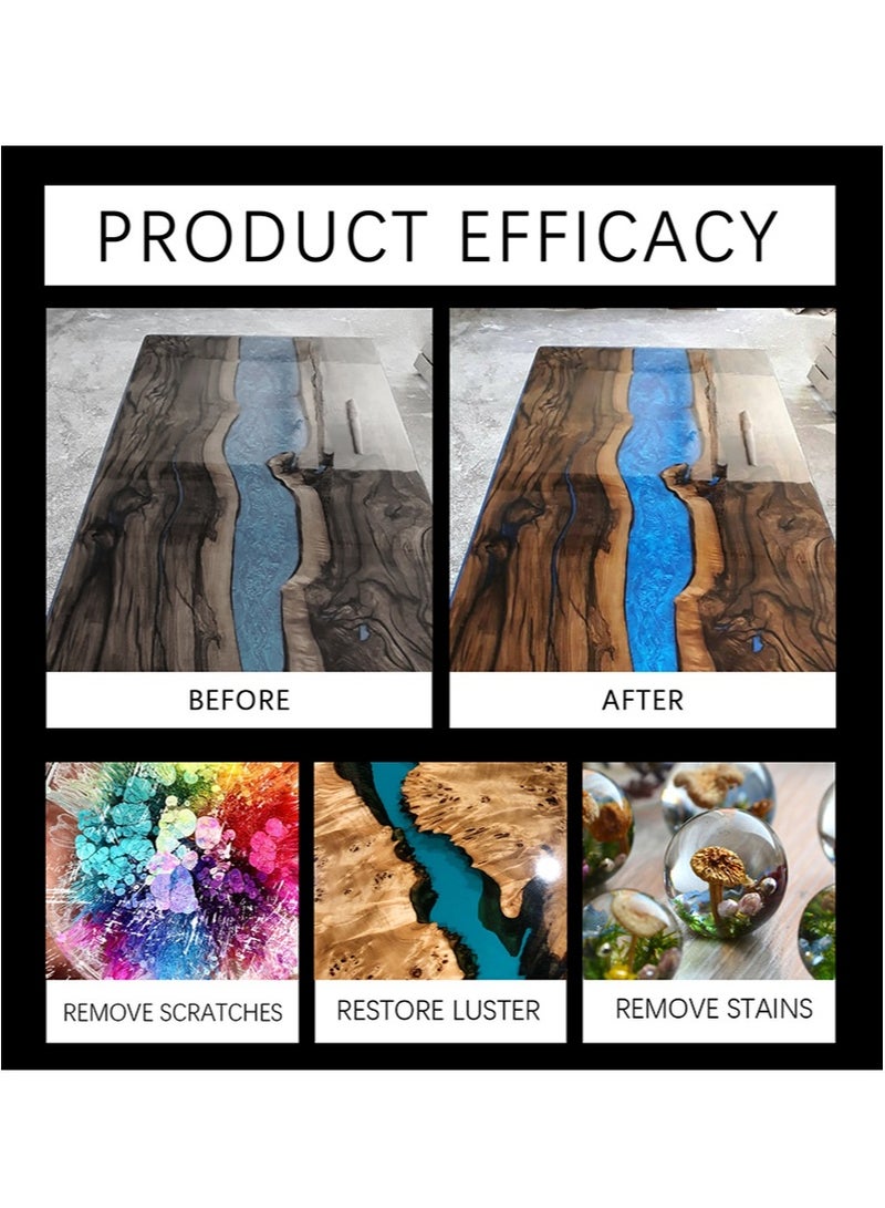 Jaysuing Resin Polishing Kit，Astounding Epoxy Resin Polishing Kit，Epoxy Resin Polish，Gloss Paste，Resin Epoxy Polish，With Scraper，Gloves And Sponge，For Removing Scratches，Metal And Stone Countertops（100g+100ml） - Image 2