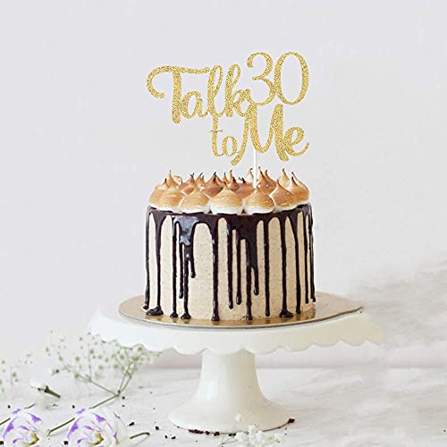 Festiko®Gold Glitter Talk 30 to Me Cake Topper - 30th Birthday Cake Topper, 30th Birthday Party Decoration - Image 5