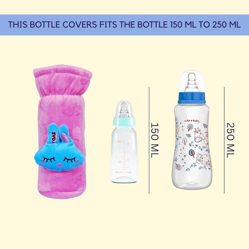 KIDS BASIC Soft & Durable Baby Feeding Bottle Cover with Easy to Hold Strap, Insulated Baby Milk Bottle Sleeve, Ideal for Travel & Daily Use, Light Blue & Pink, Pack of 2 - Image 4