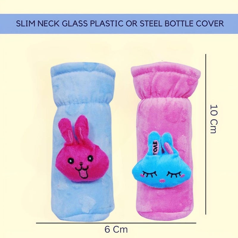 KIDS BASIC Soft & Durable Baby Feeding Bottle Cover with Easy to Hold Strap, Insulated Baby Milk Bottle Sleeve, Ideal for Travel & Daily Use, Light Blue & Pink, Pack of 2 - Image 2