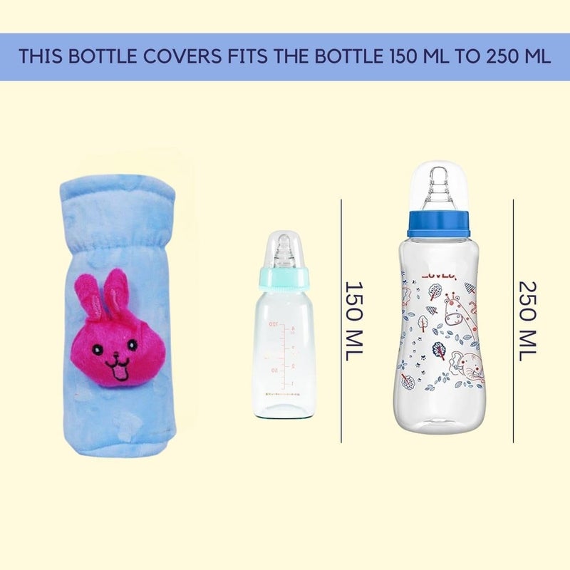 KIDS BASIC Soft & Durable Baby Feeding Bottle Cover with Easy to Hold Strap, Insulated Baby Milk Bottle Sleeve, Ideal for Travel & Daily Use, Light Blue & Pink, Pack of 2 - Image 3