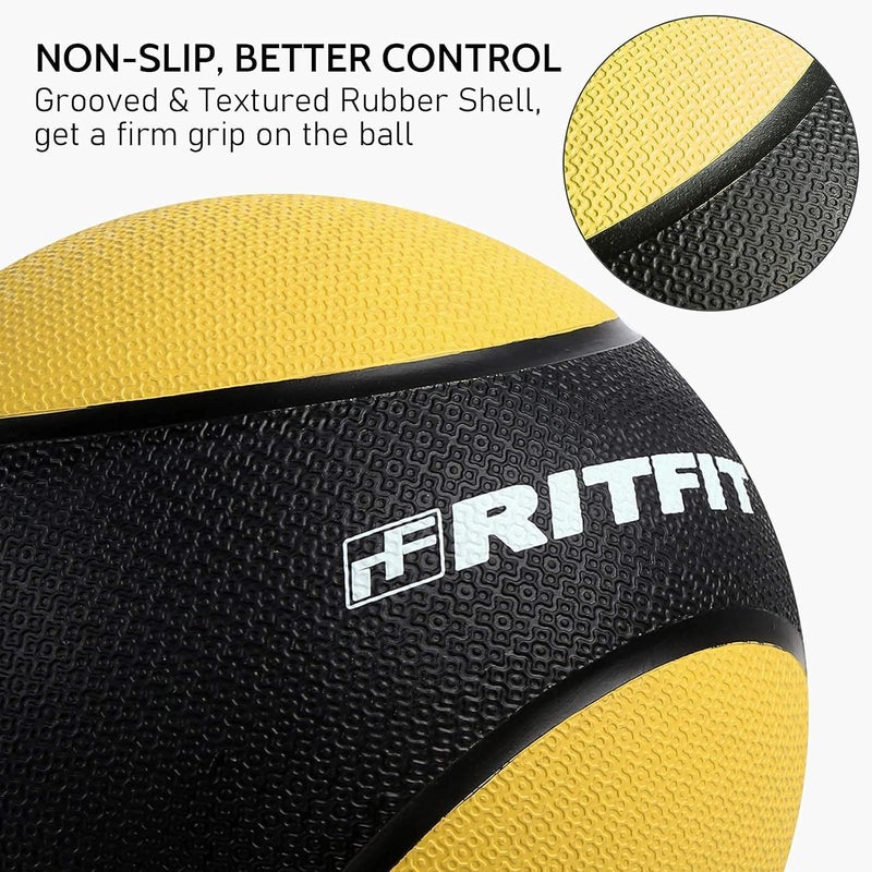 RitFit Weighted Medicine Ball - Non-Slip Rubber Shell & Dual Texture Grip - Workout Exercise Ball for Core Strength, Balance Training, Coordination Fitness - Multiple Weights & Colors - Image 2