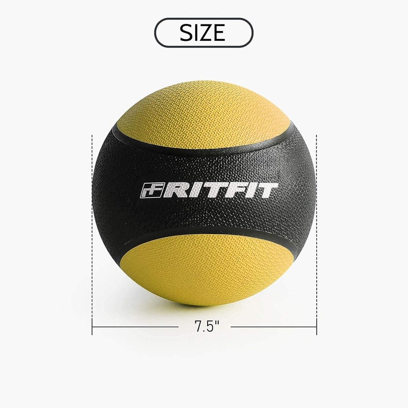RitFit Weighted Medicine Ball - Non-Slip Rubber Shell & Dual Texture Grip - Workout Exercise Ball for Core Strength, Balance Training, Coordination Fitness - Multiple Weights & Colors - Image 3
