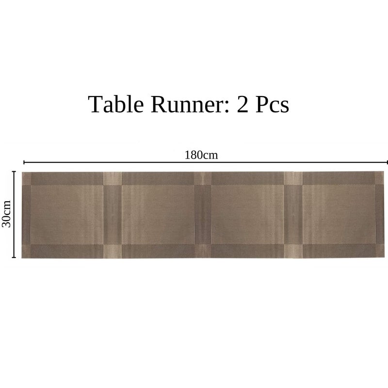 TASKHOUSE Table Runner Non-Slip, Durable PVC Woven Vinyl, Stain Resistant for Kitchen, Dining Table, Bedroom (Brown, Pack of 2) - Image 2