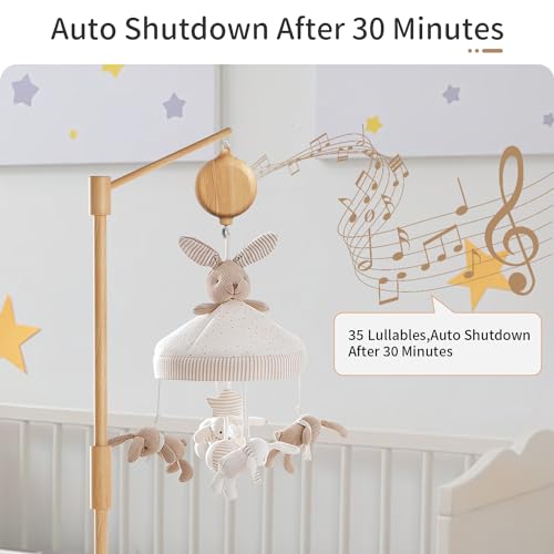 FEISIKE Baby Crib Mobile Arm with Music Box Spin Motor, 57.4 Inch Mobile Arm for Crib Wooden Nursery Decor Hanger Holder for DIY Mobile - Image 4