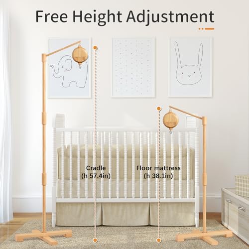 FEISIKE Baby Crib Mobile Arm with Music Box Spin Motor, 57.4 Inch Mobile Arm for Crib Wooden Nursery Decor Hanger Holder for DIY Mobile - Image 2