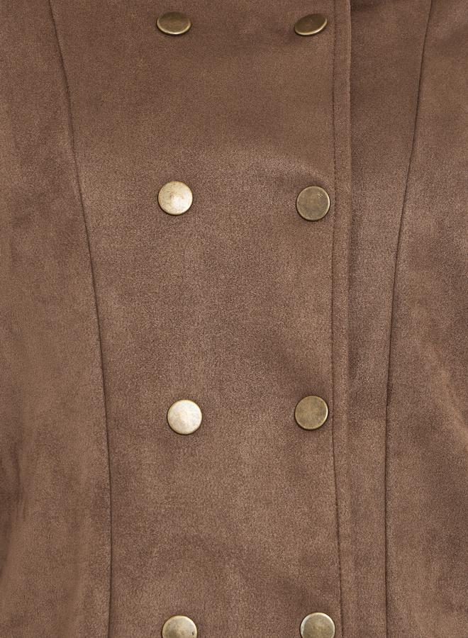 Styli Brown Suede Look Buttoned Jacket - Image 4