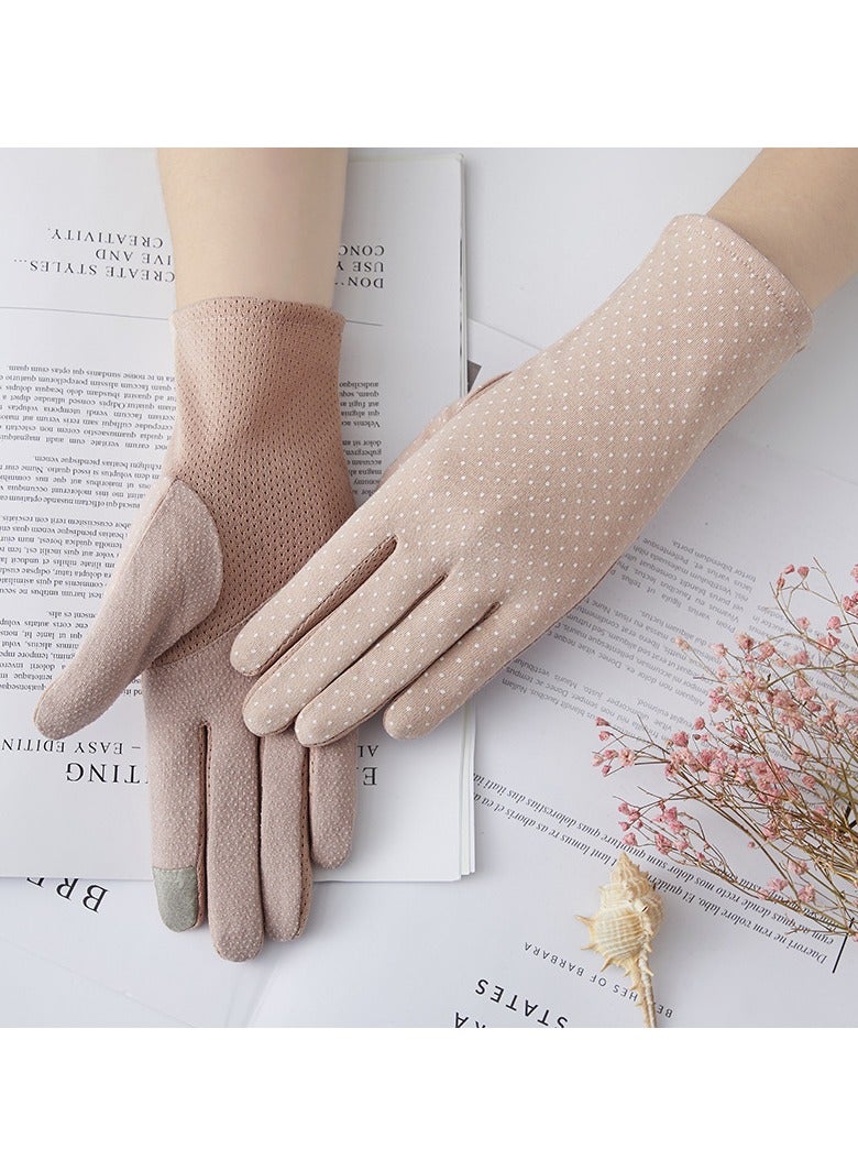 Women Summer UV Protection Gloves Non-Slip Sunblock Driving Gloves Touchscreen Mittens (Pink)  - Image 1