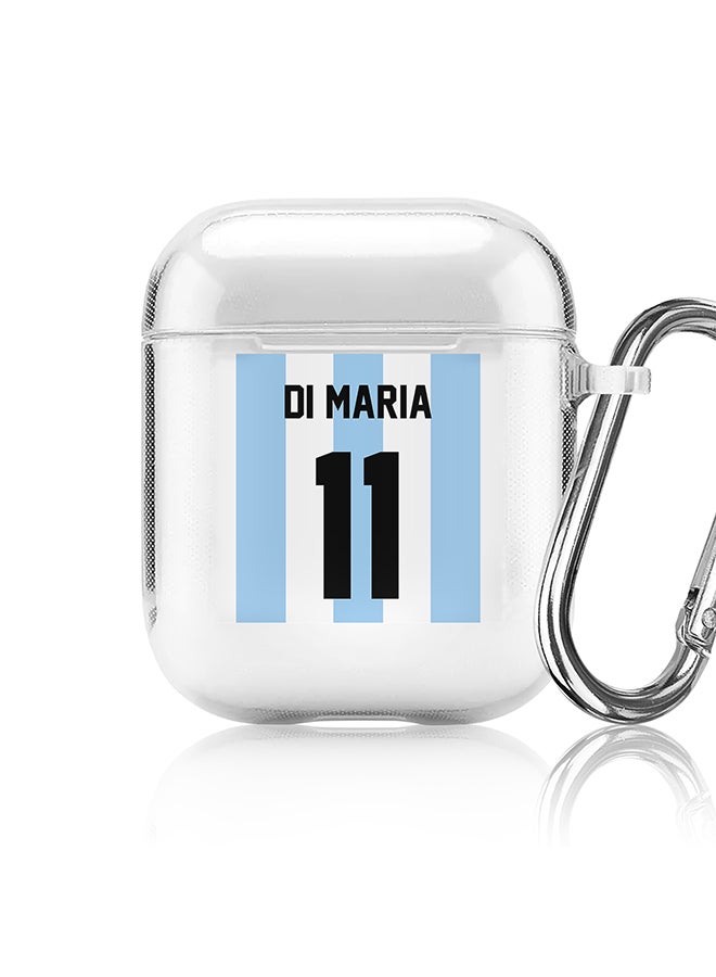 Stylizedd Classic Clear printed Case for Apple Airpods 2 / 1 Soft TPU Gel Thin Transparent Flexible Cover - Football Team - Argentina, Player Name - Di Maria - Image 1