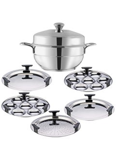 VINOD Vinod Gen-Z Stainless Steel Multi Kadai with 6 Plates - 19 cm| 2 Idli, 2 Dhokla and 1 Patra Plate | All in One Multi Purpose Kadhai | Induction and Gas Base | Small - 2 Year Warranty  - Image 1