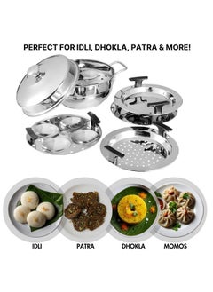 VINOD Vinod Gen-Z Stainless Steel Multi Kadai with 6 Plates - 19 cm| 2 Idli, 2 Dhokla and 1 Patra Plate | All in One Multi Purpose Kadhai | Induction and Gas Base | Small - 2 Year Warranty  - Image 3