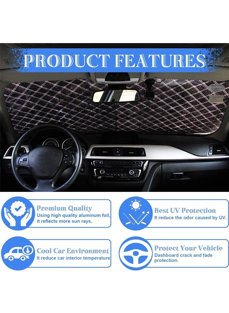 لبونير واقي شمس لسيارة، واقي أمامي لنافذة السيارة مع حماية من الأشعة فوق البنفسجية، غطاء تبريد لمقدمة الزجاج الأمامي - Image 2