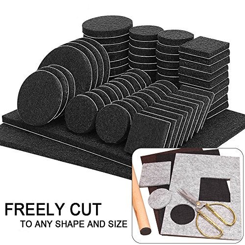 CenterZ 1/5" Thick Self Adhesive Felt Tape Roll - 3.94x39.4 Inch Heavy Duty Felt Strip Sticker - Freely Cut to Felts Furniture Feet Pads, Square Sheet, Felts Circle Coaster, Glides Sliders Dot (Black) - Image 2