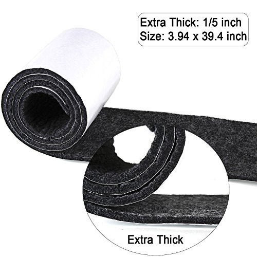 CenterZ 1/5" Thick Self Adhesive Felt Tape Roll - 3.94x39.4 Inch Heavy Duty Felt Strip Sticker - Freely Cut to Felts Furniture Feet Pads, Square Sheet, Felts Circle Coaster, Glides Sliders Dot (Black) - Image 3