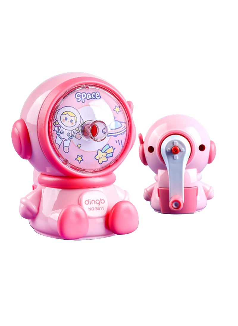 Generic - Space Astronaut Pencil Sharpener Thickness Adjustable Hand-Cranked Pencil Sharpener Students and Children Automatically Enter Lead Sketch Color Lead Special Sharpener Pencil Planer Pink - Image 1