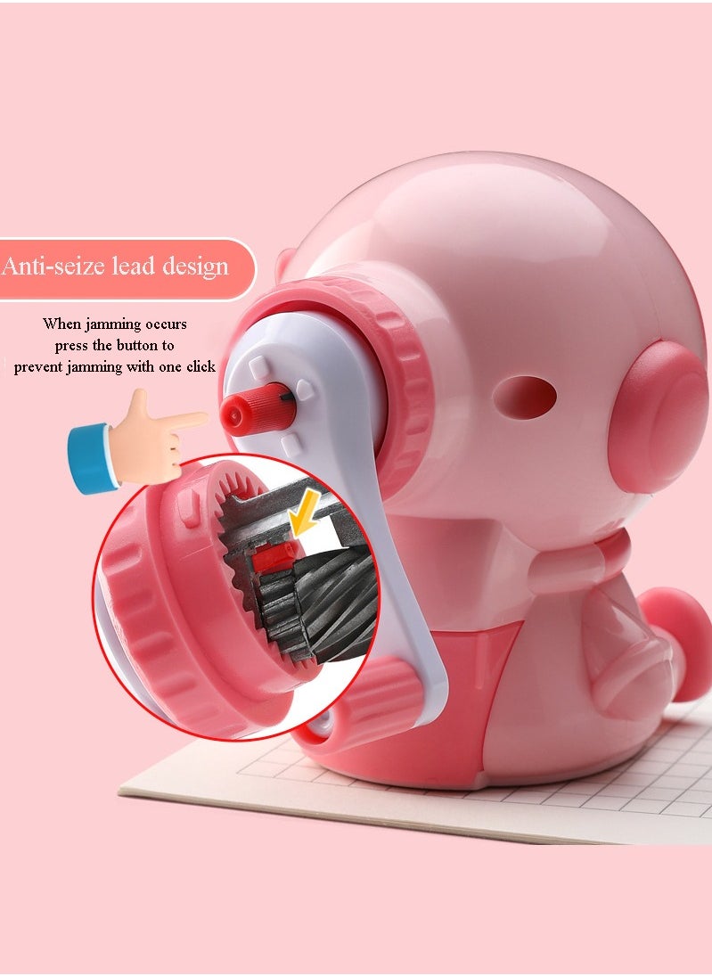 Generic - Space Astronaut Pencil Sharpener Thickness Adjustable Hand-Cranked Pencil Sharpener Students and Children Automatically Enter Lead Sketch Color Lead Special Sharpener Pencil Planer Pink - Image 1