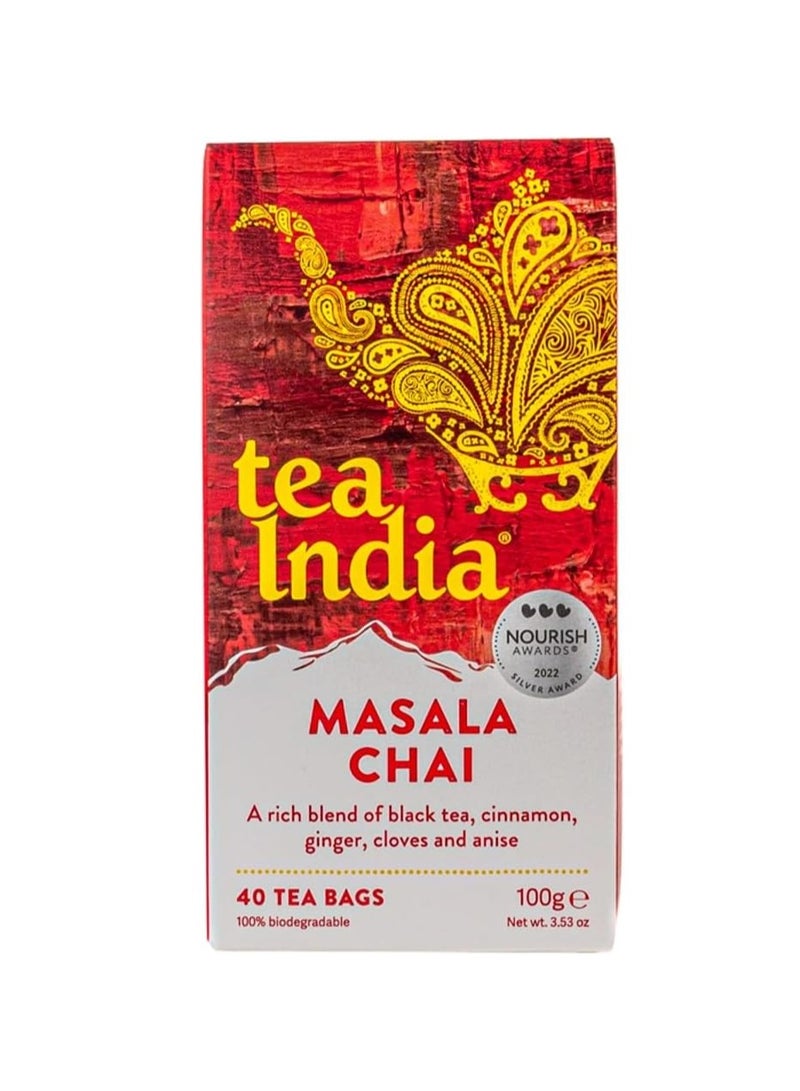 TEA INDIA Masala Chai, 40 Tea Bags