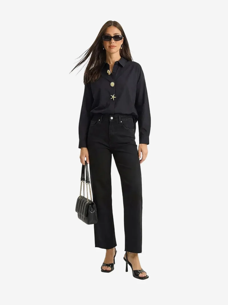 بيانكو لوتشي LUCCI Button Detailed Poplin Shirt