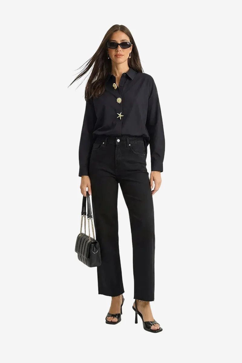 Bianco Lucci LUCCI Button Detailed Poplin Shirt