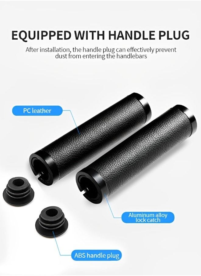 GROIC 1 Pair Bike Handle Grips Ergonomics Design Soft PU Leather Dual Lock on Bicycle Handlebar Grips for Mountain Bike Grips Scooter Grips  - Image 3