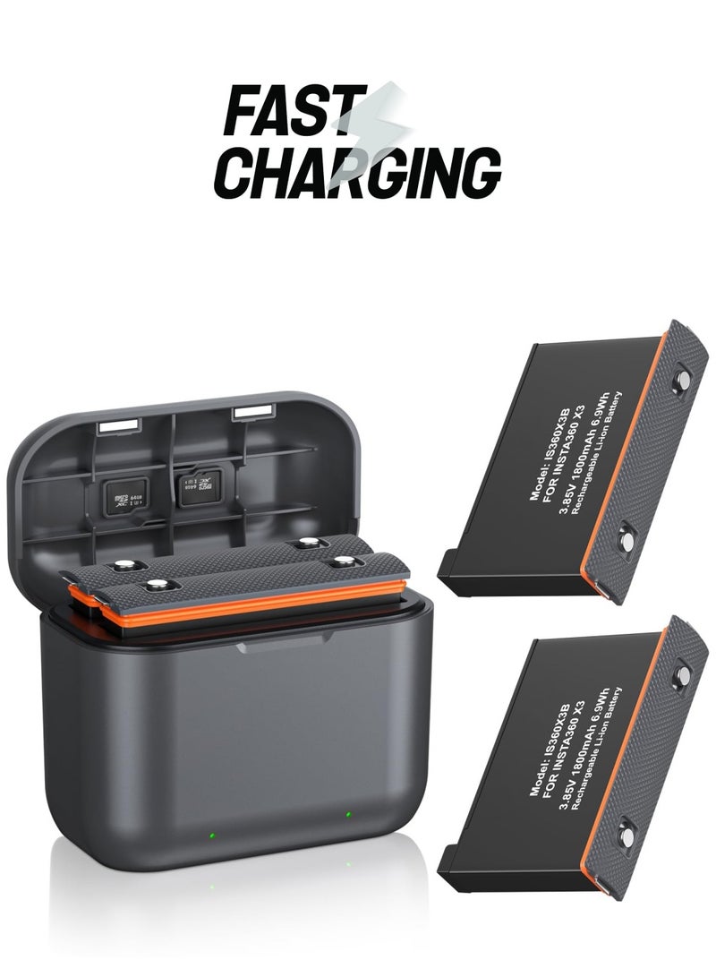 SYOSI 2 Packs Replacement for Insta 360 x3 Battery 1800mAh and Dual Slot USB Fast Charger Hub Compatible with Insta360 X3 Action Camera High Capacity Electric Core (Fully Compatible with Original)  - Image 1