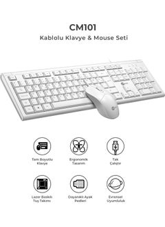 CM101 USB Wired Turkish Q Keyboard & Mouse Set White - pzsku/Z0C4F7EC549E916648BF6Z/45/_/1739962322/c7b79202-62fd-4441-8317-0dc16dfe9084