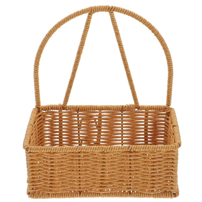 Handwoven Rattan Wall Basket Organizer 3 Tier Rectangular Metal Frame Hanging Storage For Kitchen Bathroom Living Room Fruit And Toiletry Holder - Image 2