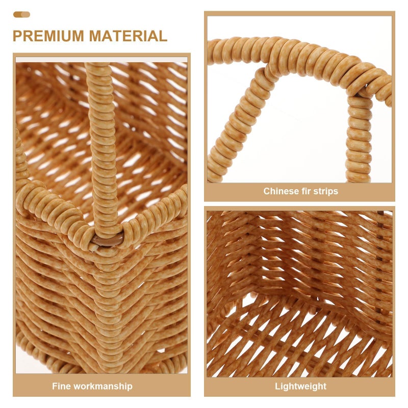 Handwoven Rattan Wall Basket Organizer 3 Tier Rectangular Metal Frame Hanging Storage For Kitchen Bathroom Living Room Fruit And Toiletry Holder - Image 4