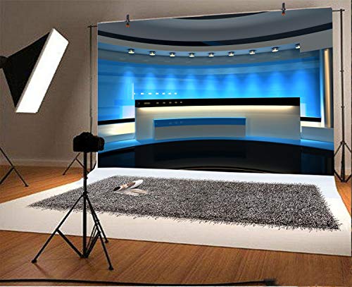 Leyiyi 7x5ft News Broadcast Hall Backdrop Recetation Desk Modern Office Interior Program Record Front Table TV Show Photo Background Business Study Adults Portrait Studio Prop Vinyl Wallpaper - Image 2