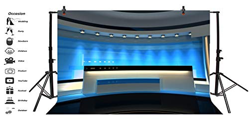 Leyiyi 7x5ft News Broadcast Hall Backdrop Recetation Desk Modern Office Interior Program Record Front Table TV Show Photo Background Business Study Adults Portrait Studio Prop Vinyl Wallpaper - Image 3