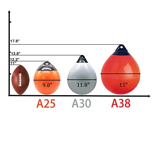X-Haibei 2 Pcs Boat Fenders Ball Round Anchor Buoy, Dock Bumper Ball Inflatable Vinyl Shield Protection Marine Mooring Buoys Red Dia. 9.8inch * H 12.2inch - Image 5