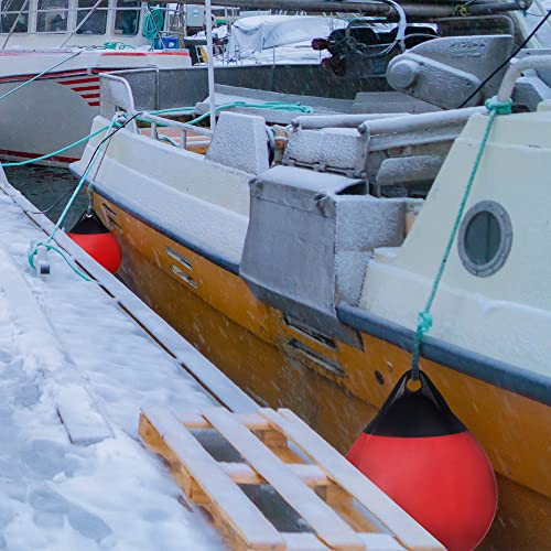 X-Haibei 2 Pcs Boat Fenders Ball Round Anchor Buoy, Dock Bumper Ball Inflatable Vinyl Shield Protection Marine Mooring Buoys Red Dia. 9.8inch * H 12.2inch - Image 3