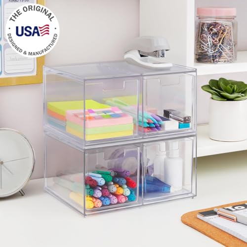 STORi Chloe Space-Saving Clear Drawer Organizer (4 Tall Drawers) Sort Office, Kitchen, Beauty Supplies, Makeup, Pens, Jewelry, Stationary, Made in USA - Image 2