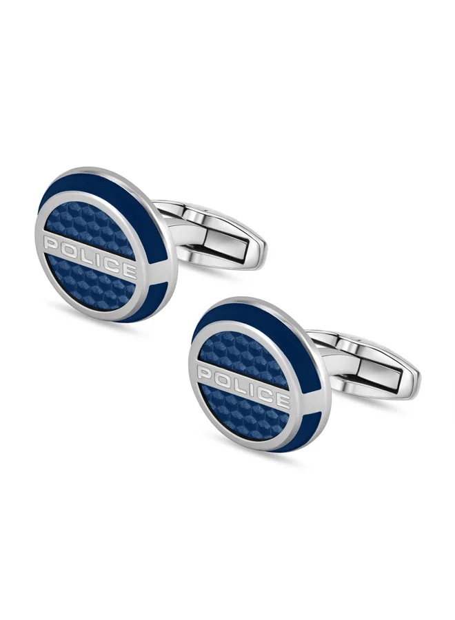POLICE Stratus Round Stainless Steel Cufflinks for Men