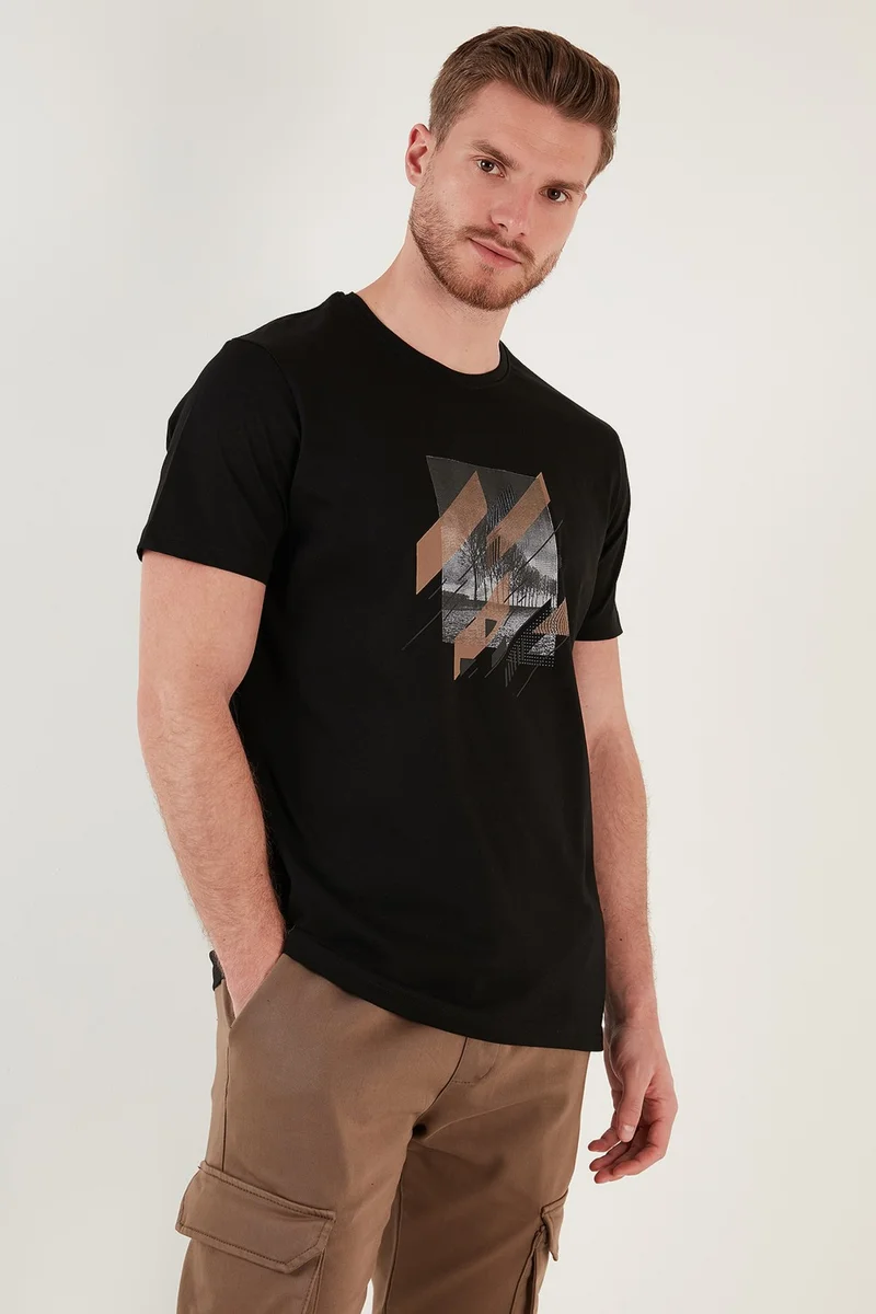 Buratti Printed Cotton Crew Neck Slim Fit T Shirt Men's T Shirt 646B3890