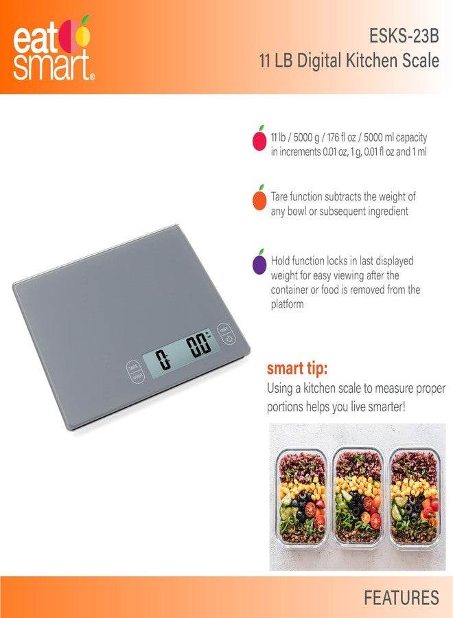 EatSmart Eat Smart Eat Smart 11lb Food Kitchen Glass Scale, Grey - Image 4