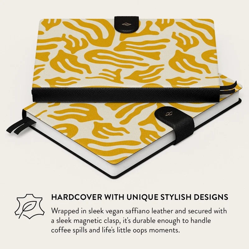 Burga Burga Notebook Sunbeams Burga A5 Undated Infinity Planner with Magnetic Closure – Vegan Leather Hardcover Notebook, 144 Pages, 100 GSM FSC Paper, Flat Lay Binding, Back Pocket & Ribbon Markers – Sunbeams  | Best Price UAE