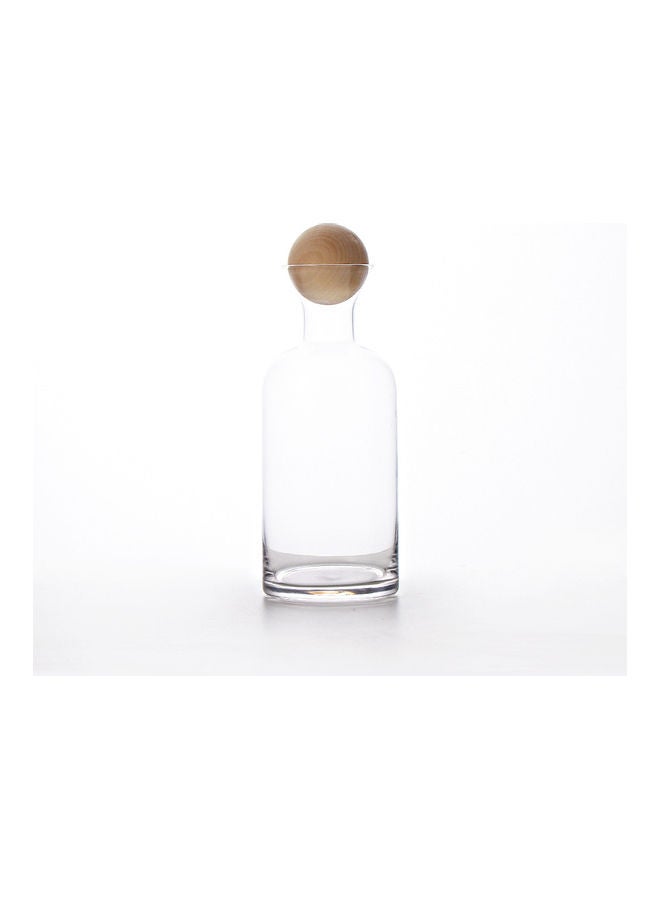 Retro Nordic Glass Straight Pot With Wooden Stopper Clear 10x10x24.5cm  - Image 5