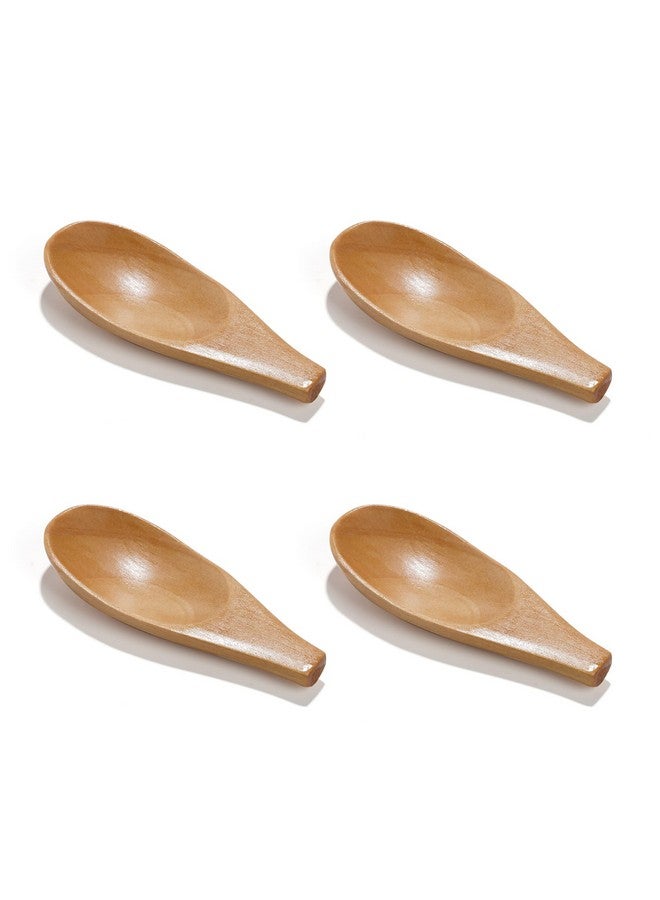 NUOMI 4 Pack Wooden Scoop for Jars, Mini Wood Spoons with Short Handle for Salt, Tea, Coffee Beans, Candy, Milk Powder, Spice, Natural Color - Image 1