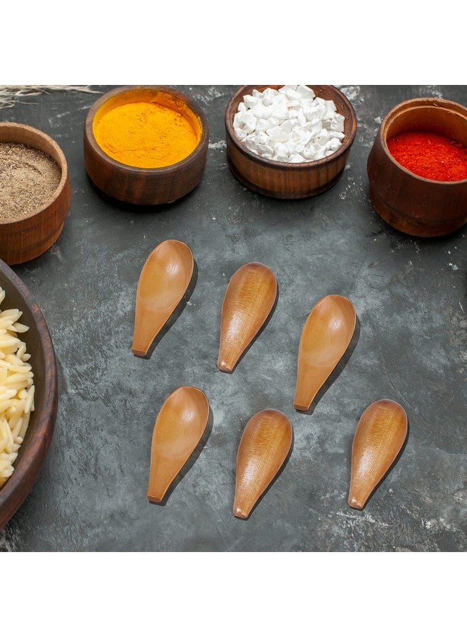 NUOMI 4 Pack Wooden Scoop for Jars, Mini Wood Spoons with Short Handle for Salt, Tea, Coffee Beans, Candy, Milk Powder, Spice, Natural Color - Image 2