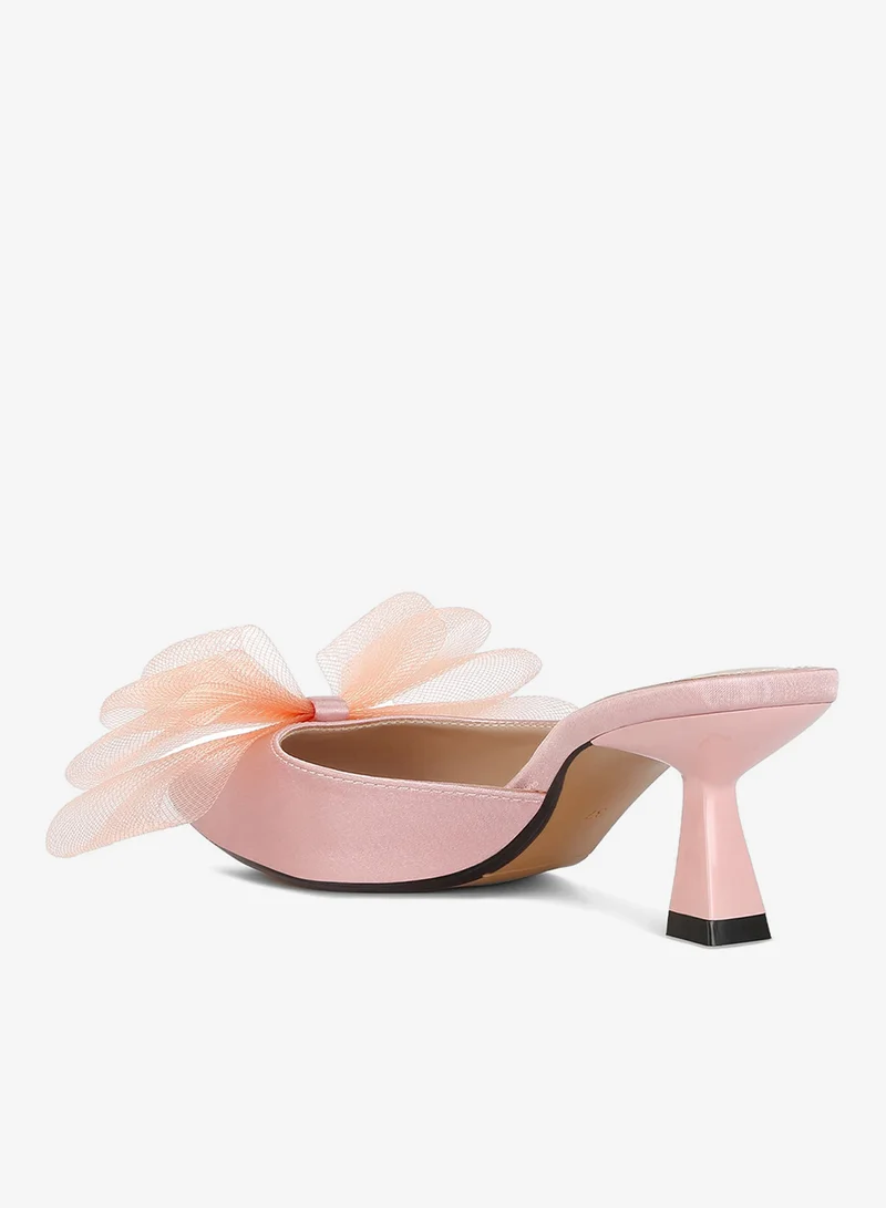 London Rag Pink Pink Organza Bow Embellished Mules for Women | Best Price UAE