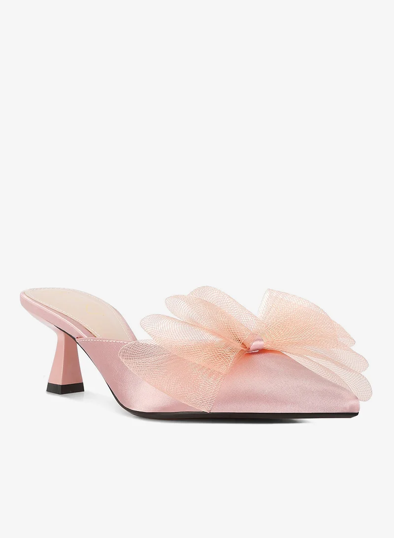 London Rag Pink Pink Organza Bow Embellished Mules for Women | Best Price UAE
