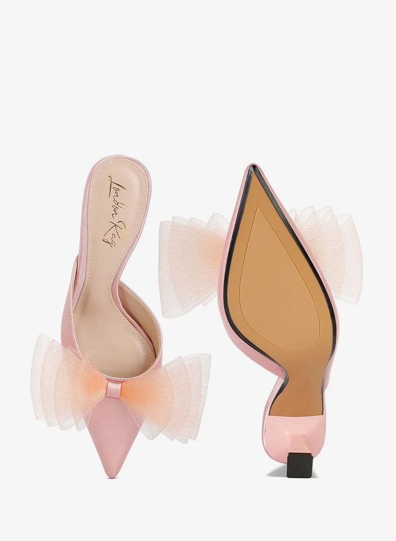 London Rag Pink Pink Organza Bow Embellished Mules for Women | Best Price UAE