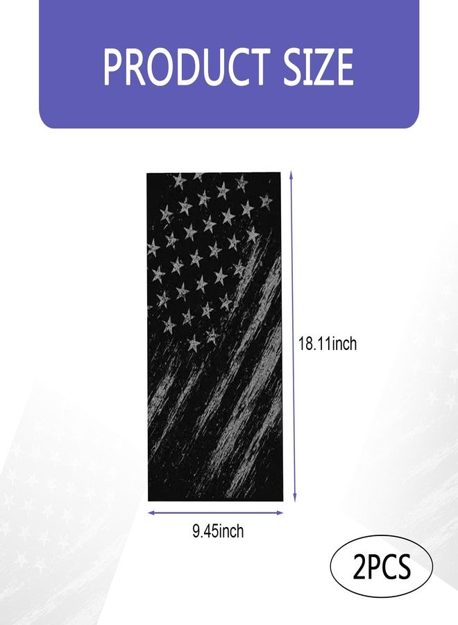 yorpyep 2 PCS Car B Pillar Stickers, Aged American Flag Patriotic Decal, Waterproof Scratch-covering Trim Decoration, Universal Self-adhesive Protective Film for Car Door Window Pillar (Black) - Image 2